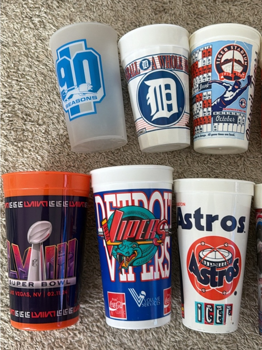Vintage Detroit Vipers Promotional Plastic Cup - White/Blue/Red